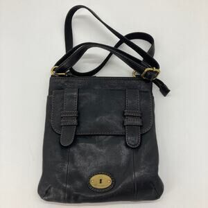 Fossil small black leather women's crossbody bag